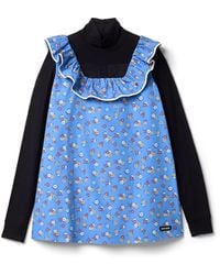 Miu Miu - Poplin And Wool Knit Top - Lyst