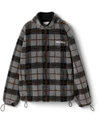 Miu Miu - Checked Teddy Zipper Jacket - Lyst