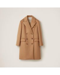 Miu Miu - Double-Breasted Camel Hair Coat - Lyst