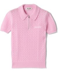 Miu Miu - Cashmere And Silk Polo Shirt - Lyst