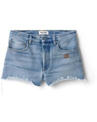 Miu Miu - Washed Denim Shorts - Lyst