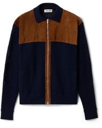 Miu Miu - Cotton Crochet And Suede Cardigan - Lyst