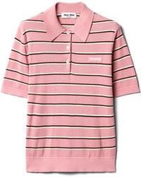 Miu Miu - Cotton Knit Polo Shirt - Lyst