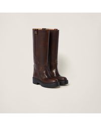 Miu Miu - Fumé Leather Knee-high Boots - Women's - Rubber/calf Leather - Lyst