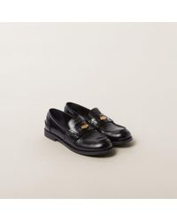 Miu Miu - Brushed Leather Loafers - Lyst