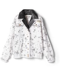 Miu Miu - Embroidered Gabardine And Leather Blouson Jacket - Lyst
