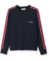 Miu Miu - Long-Sleeve Cotton Jersey T-Shirt - Lyst