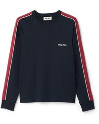 Miu Miu - Long-Sleeve Cotton Jersey T-Shirt - Lyst