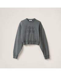 Miu Miu - Garment-dyed Cotton Fleece Sweatshirt - Lyst