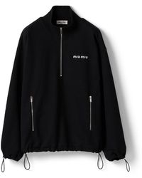 Miu Miu - Cotton Fleece Zipper Sweatshirt - Lyst