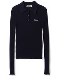 Miu Miu - Cashmere And Silk Knit Polo Shirt - Lyst
