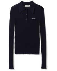 Miu Miu - Cashmere And Silk Knit Polo Shirt - Lyst