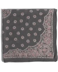 Miu Miu - Printed Wool And Cashmere Scarf - Lyst