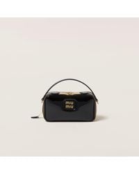 Miu Miu - Leather And Patent Leather Shoulder Bag - Lyst
