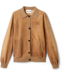Miu Miu - Waxed Suede Blouson Jacket - Lyst