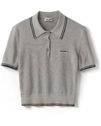 Miu Miu - Stripe-Detail Polo Top - Lyst