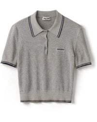 Miu Miu - Stripe-Detail Polo Top - Lyst