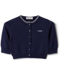 Miu Miu - Cotton Cropped Cardigan - Lyst