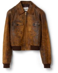 Miu Miu - Waxed Suede Leather Jacket - Lyst