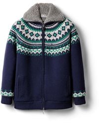 Miu Miu - Wool And Fleece Cardigan With Zipper - Lyst