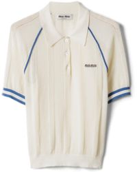 Miu Miu - Cotton Knit Polo Shirt - Lyst