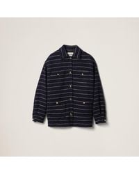 Miu Miu - Striped Bouclé Blouson Jacket - Lyst