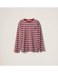 Miu Miu - Long-Sleeved Cotton Jersey T-Shirt - Lyst