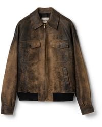 Miu Miu - Waxed Suede Leather Jacket - Lyst