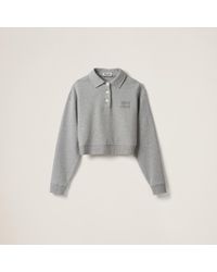 Miu Miu - Cotton Fleece Polo Shirt - Lyst