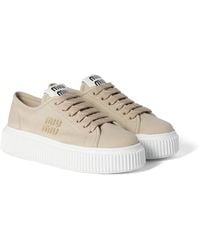 Miu Miu - Denim Sneakers With Logo - Lyst