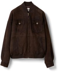 Miu Miu - Suede Nappa Leather Jacket - Lyst