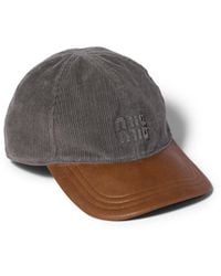 Miu Miu - Corduroy And Leather Baseball Cap - Lyst