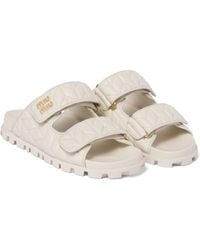 Miu Miu - Matelassé Nappa Leather Slides - Lyst