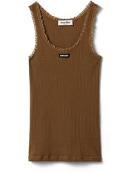 Miu Miu - Garment-Dyed Cotton Tank Top - Lyst