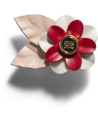 Miu Miu - Leather Floral Brooch - Lyst