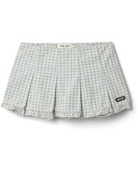 Miu Miu - Pleated Check Miniskirt - Lyst