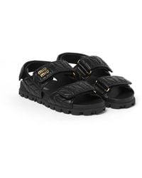 Miu Miu - Sporty Matelassé Nappa Leather Sandals - Lyst