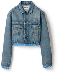 Miu Miu - Denim And Poplin Trucker Jacket - Lyst