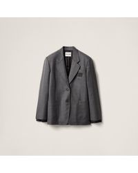 Miu Miu - Prince Of Wales Checked Wool Jacket - Lyst