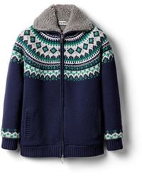 Miu Miu - Wool And Fleece Cardigan With Zipper - Lyst