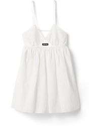 Miu Miu - Slubbed Poplin And Eyelet Lace Mini-Dress - Lyst