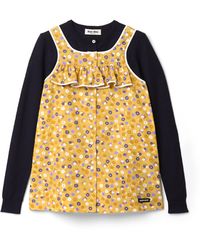 Miu Miu - Poplin And Wool Knit Top - Lyst