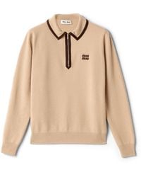 Miu Miu - Wool And Cashmere Polo Sweater - Lyst