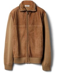 Miu Miu - Wool And Leather Zipper Cardigan - Lyst