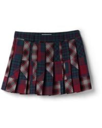 Miu Miu - Pleated Plaid Patchwork Miniskirt - Lyst