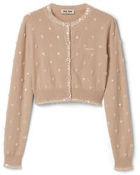 Miu Miu - Embroidered Cashmere Cardigan - Lyst