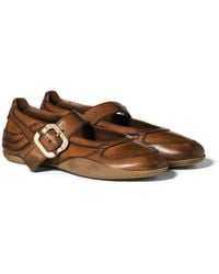 Miu Miu - Gymnasium Ballerinas Aus Leder Mit Riemen Und Schnalle, Damen, Größe - Lyst