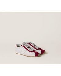 Miu Miu - Plume Nappa Leather And Suede Sneakers - Lyst