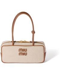 Miu Miu - Beau Canvas And Leather Bag - Lyst