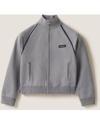 Miu Miu Technical Yarn Zipper Cardigan in Brown | Lyst UK
